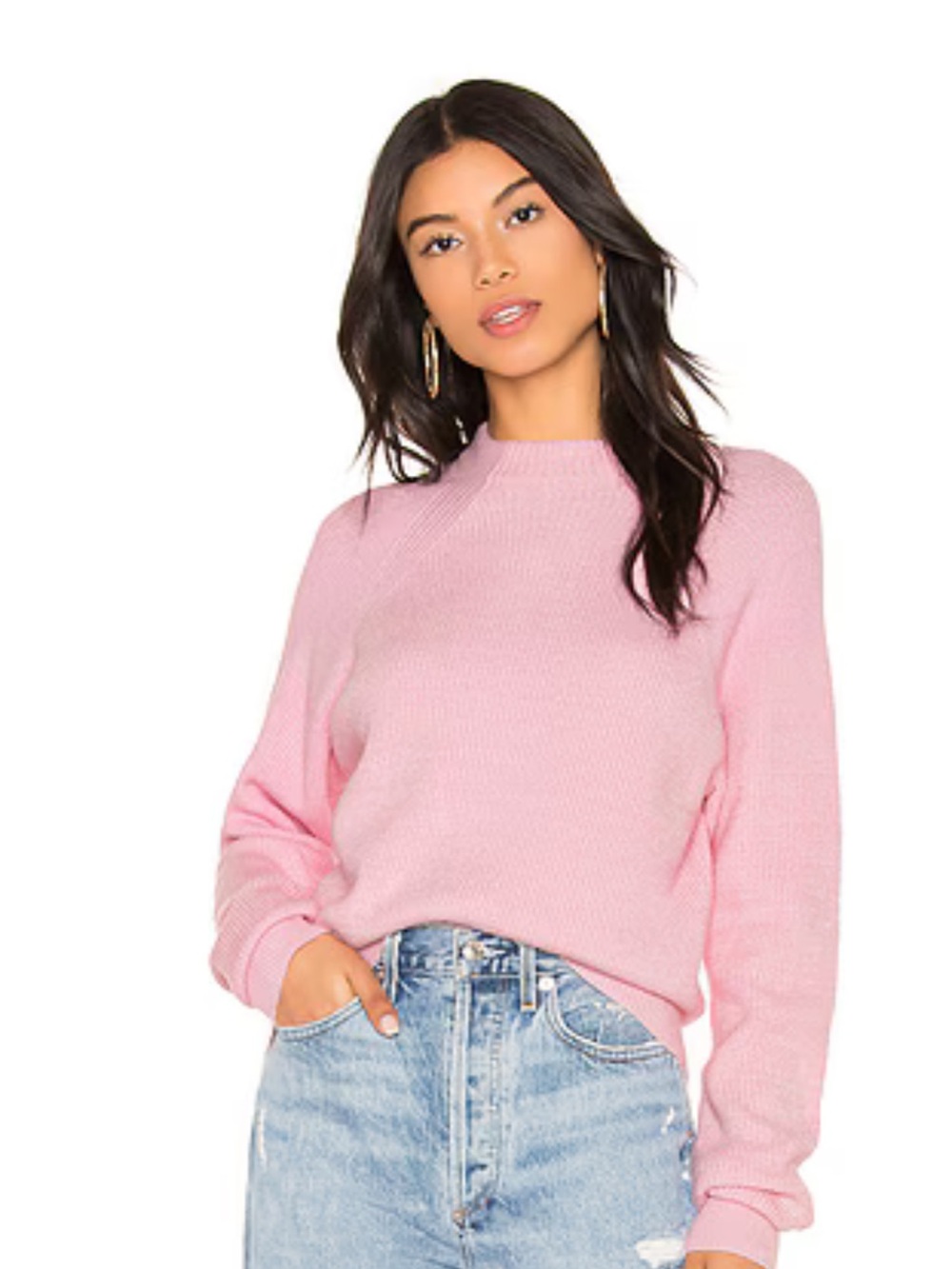 Free People Light Pink too good pullover  Crewneck Sweater 93% cotton